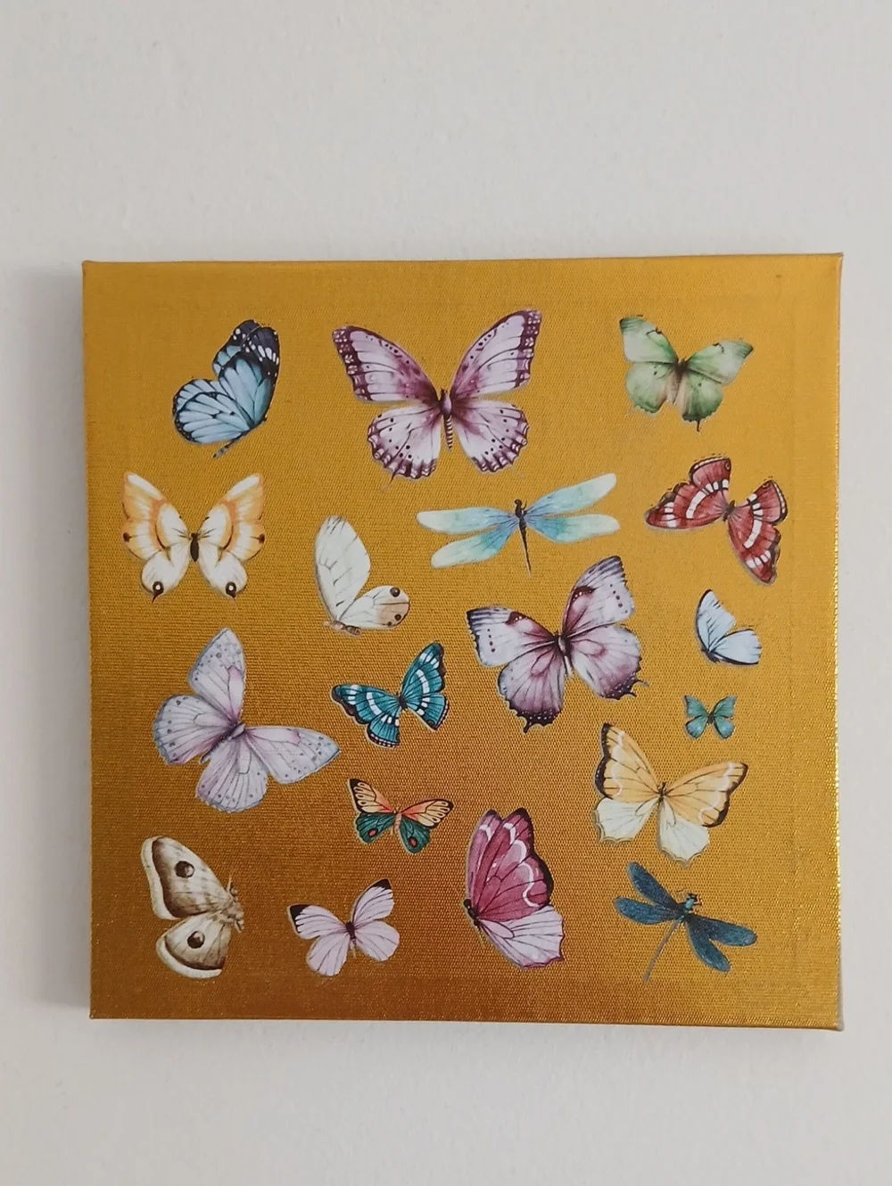 Gold Butterfly Wall Art Canvas - Vibrant Multi-Color Accent